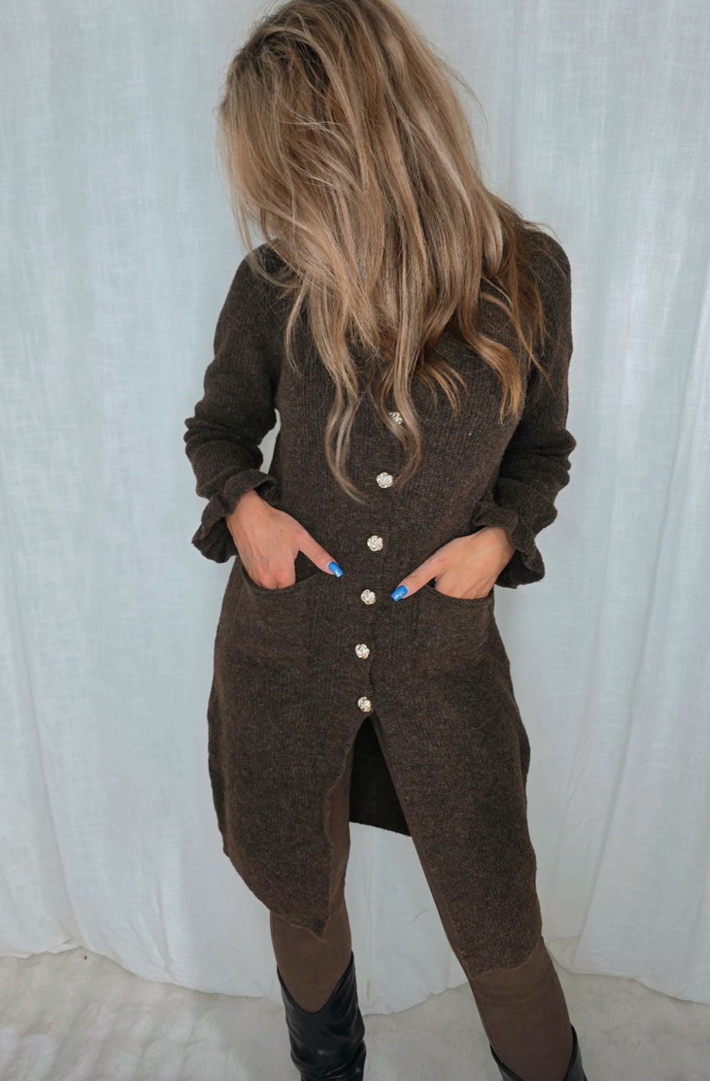 Cardigan klänning Brun