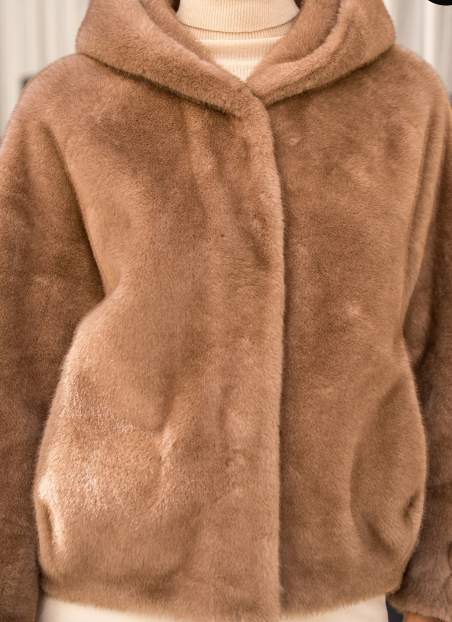 Kort kappa fuskpäls Camel