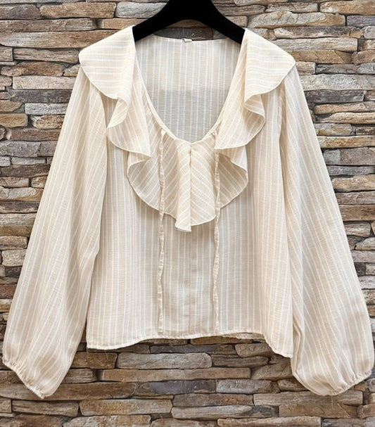 BETTY blus Randig Beige