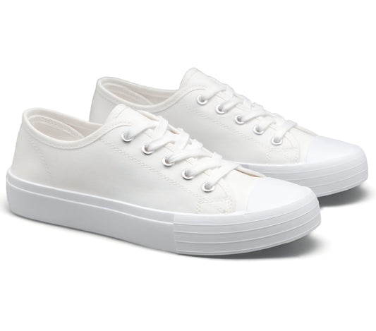 Låga sneakers i canvas med snörning Vit