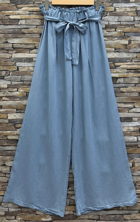 Lyocell byxor Palazzo Ljusblå