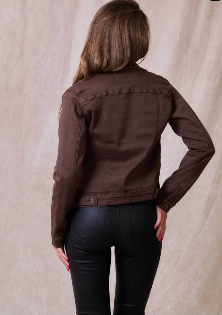 Klassisk stretch jeansjacka Coffee