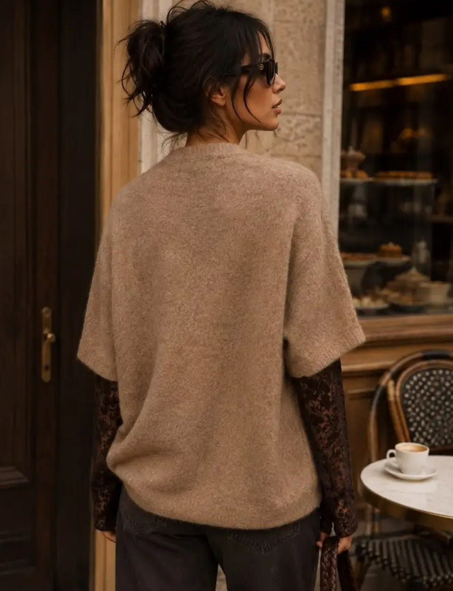 Tröja med bouclé-effekt i Manhattan, Spetsarm