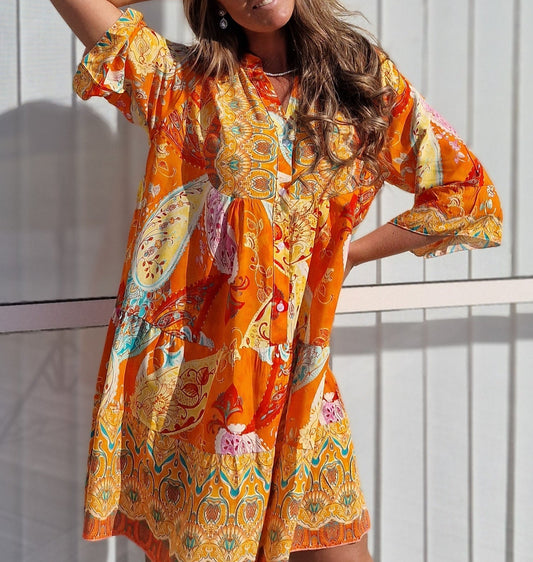 Viskos klänning Isabella Orange