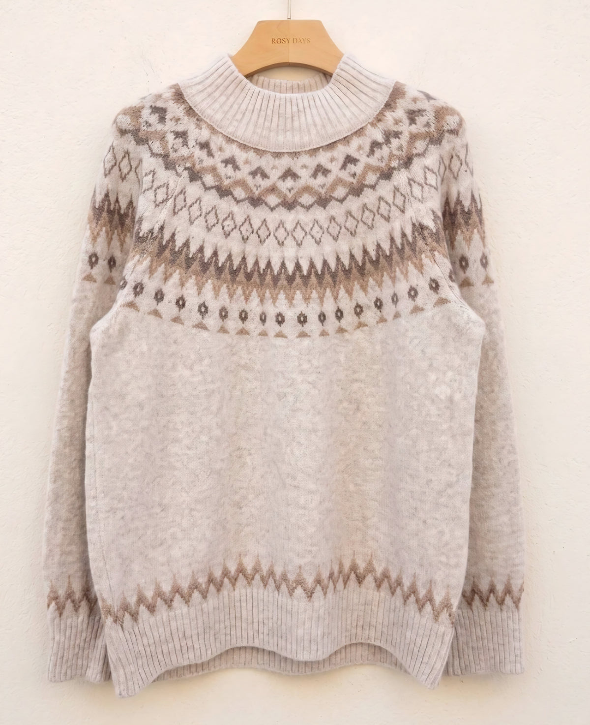 Trendig jacquardtröja Beige