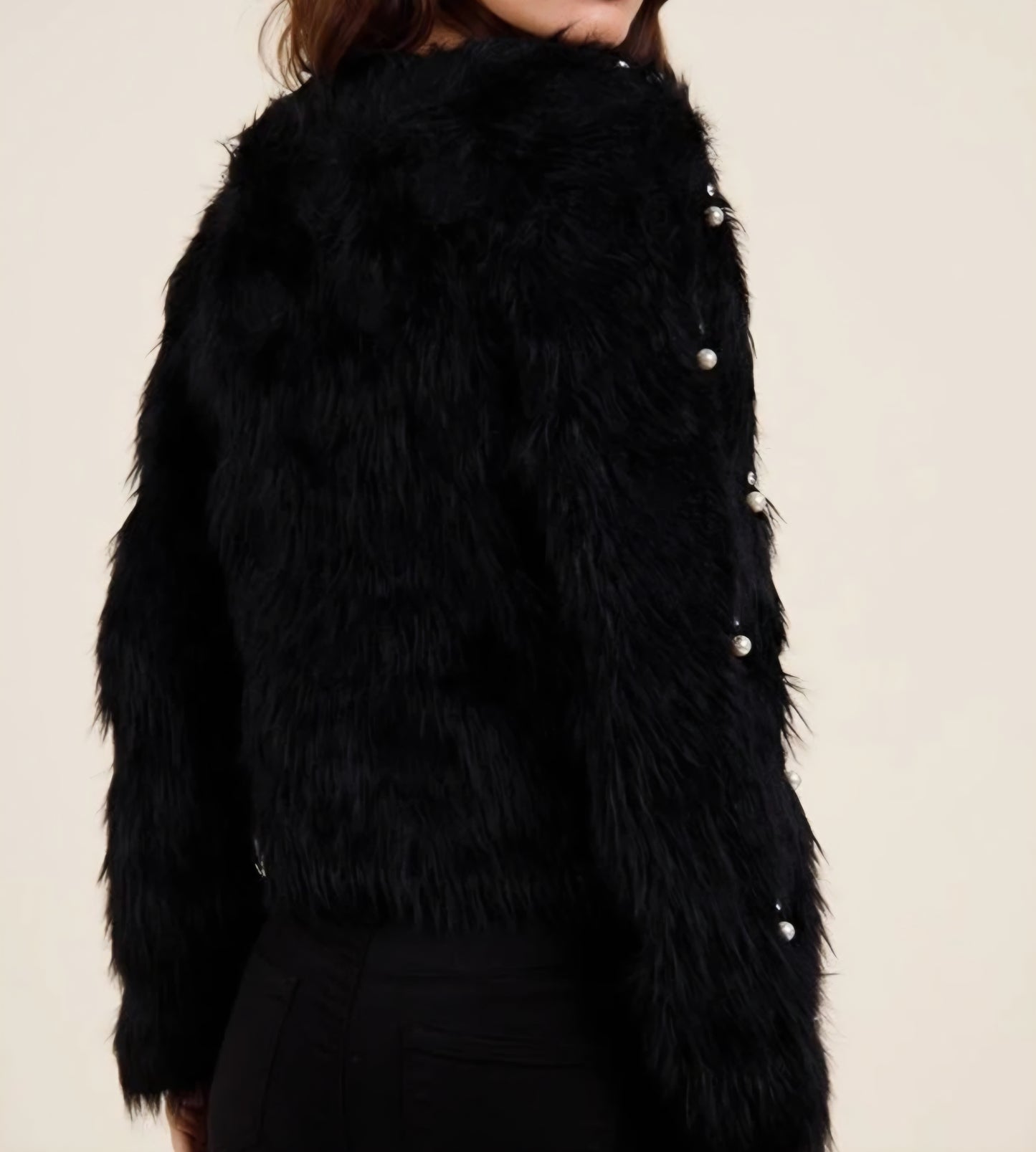 Fluffig tröja med strass Svart