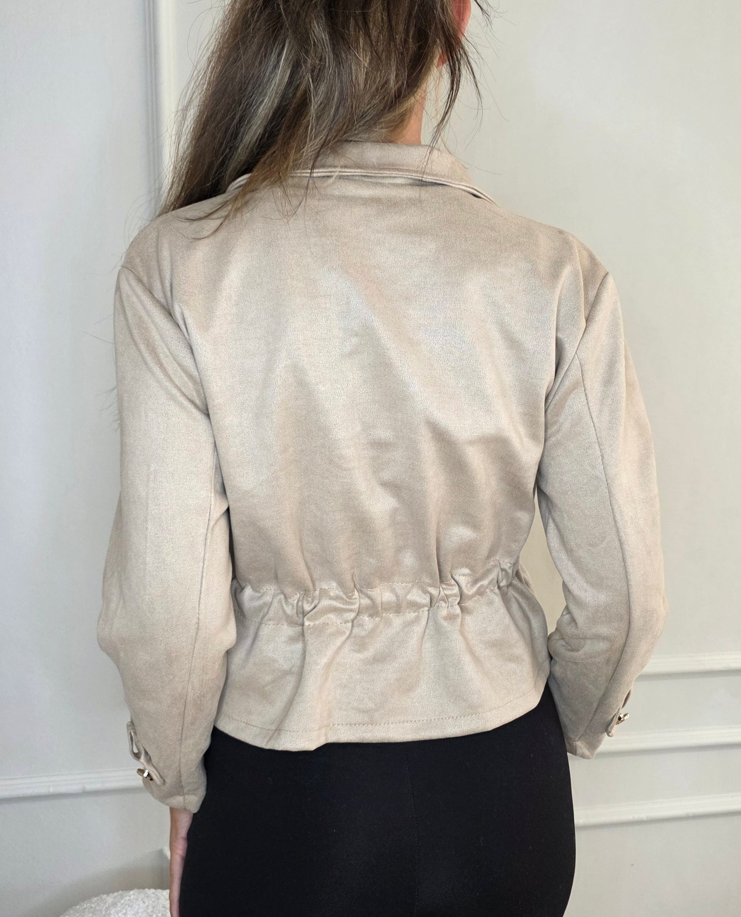 Kort jacka i mockaimitation Beige