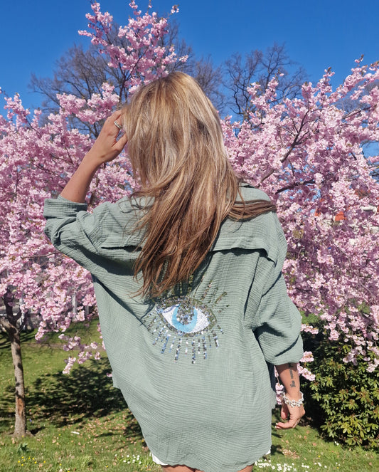 Bomullsskjorta Glitter Öga Grön