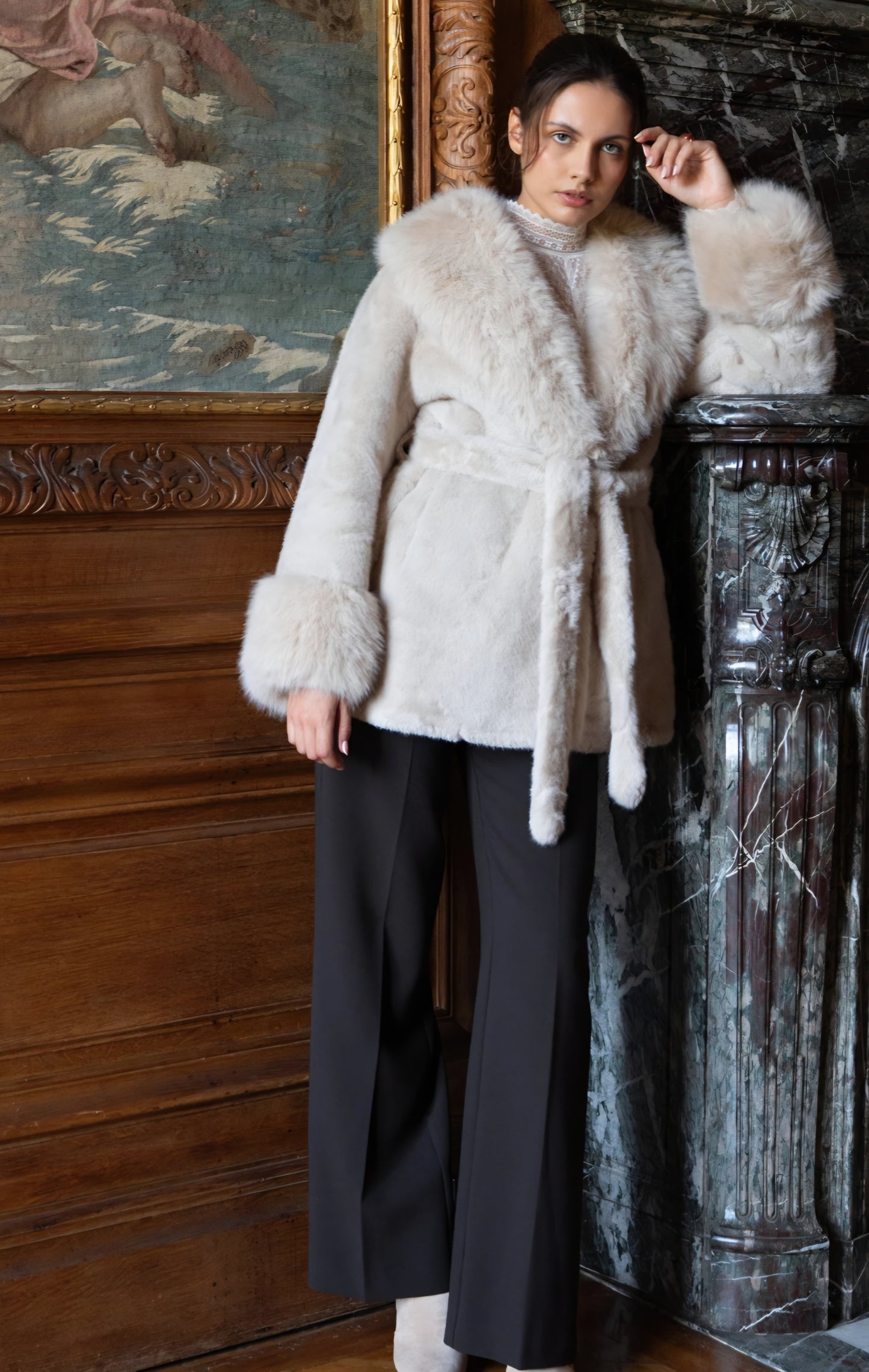 Fuskpäls jacka Stella Beige