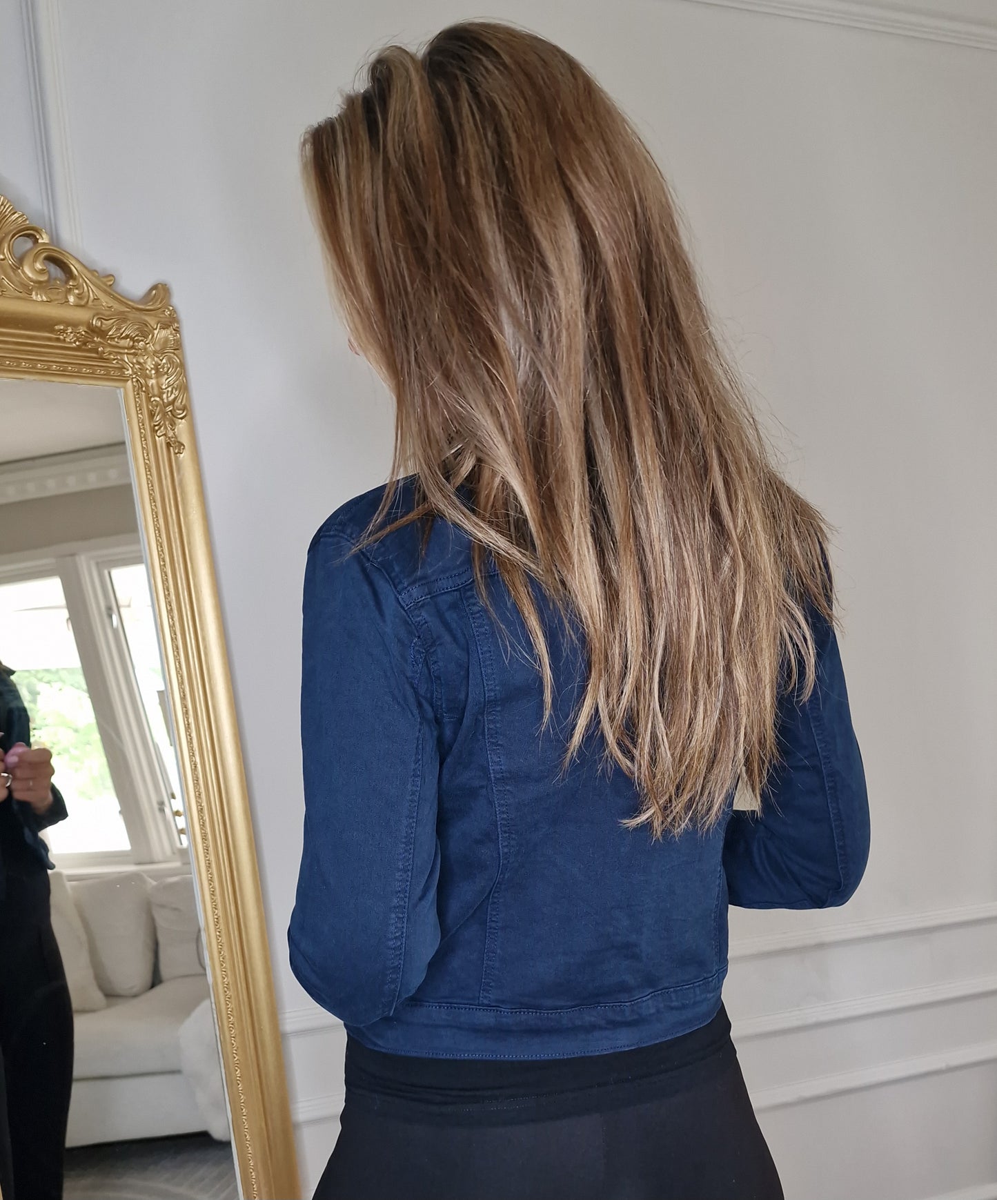 Klassisk stretch jeansjacka Marinblå