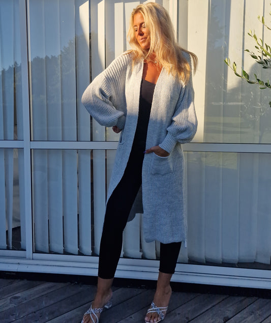 Cardigan Lång Penny Grå