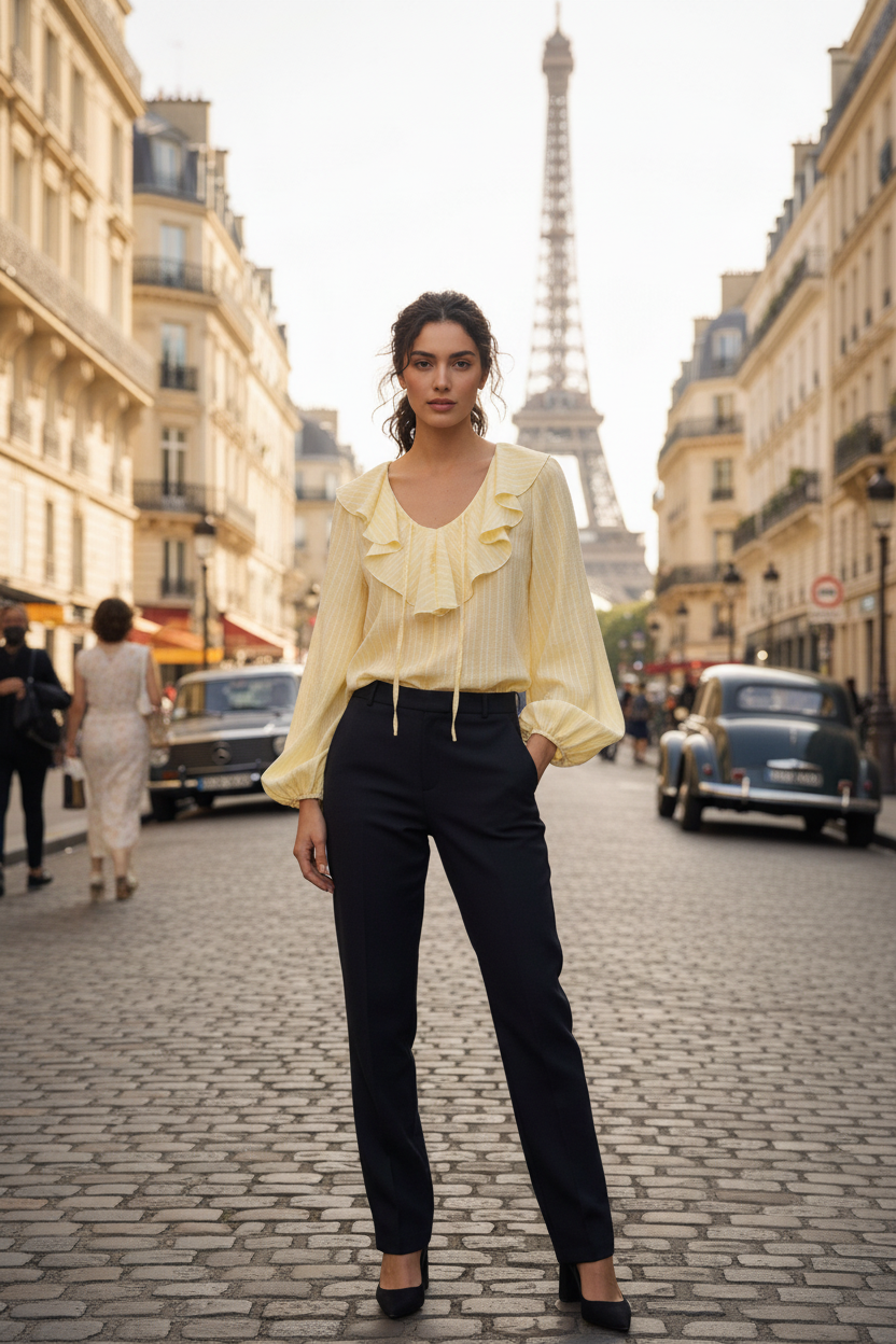 BETTY blus Randig Gul