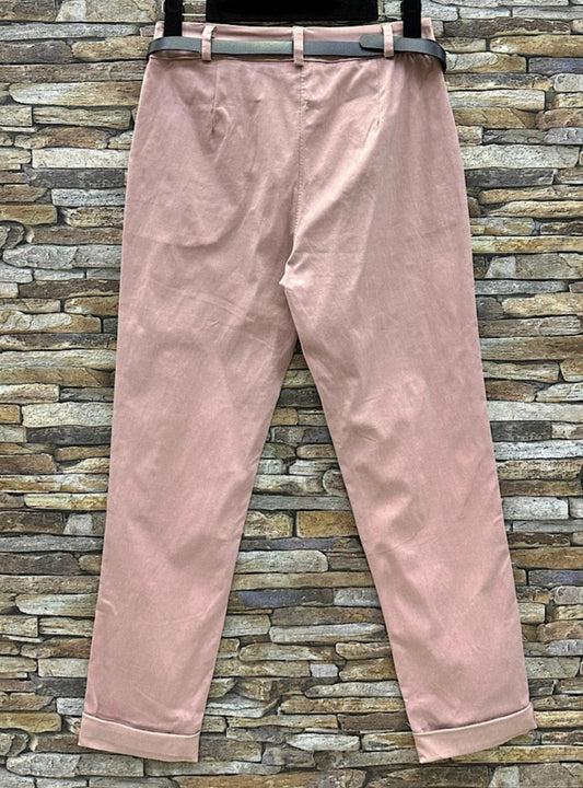 LUCQUE klassiska enfärgade stretchbyxor Rosa