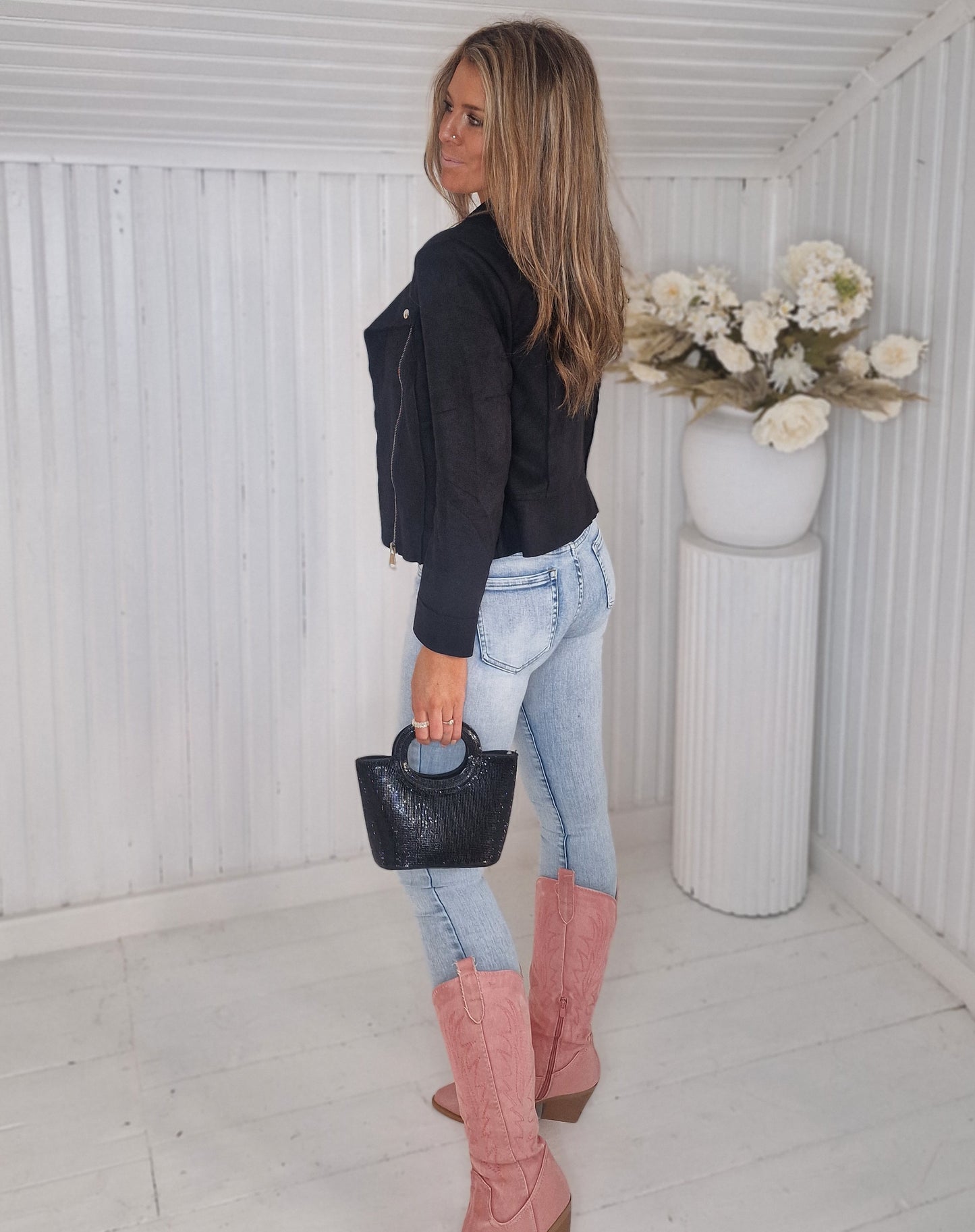 Perfecto mocka JACKET SVART