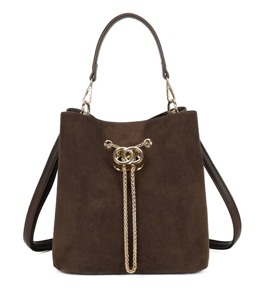 Gallantry handväska i mocka med kedja Brun