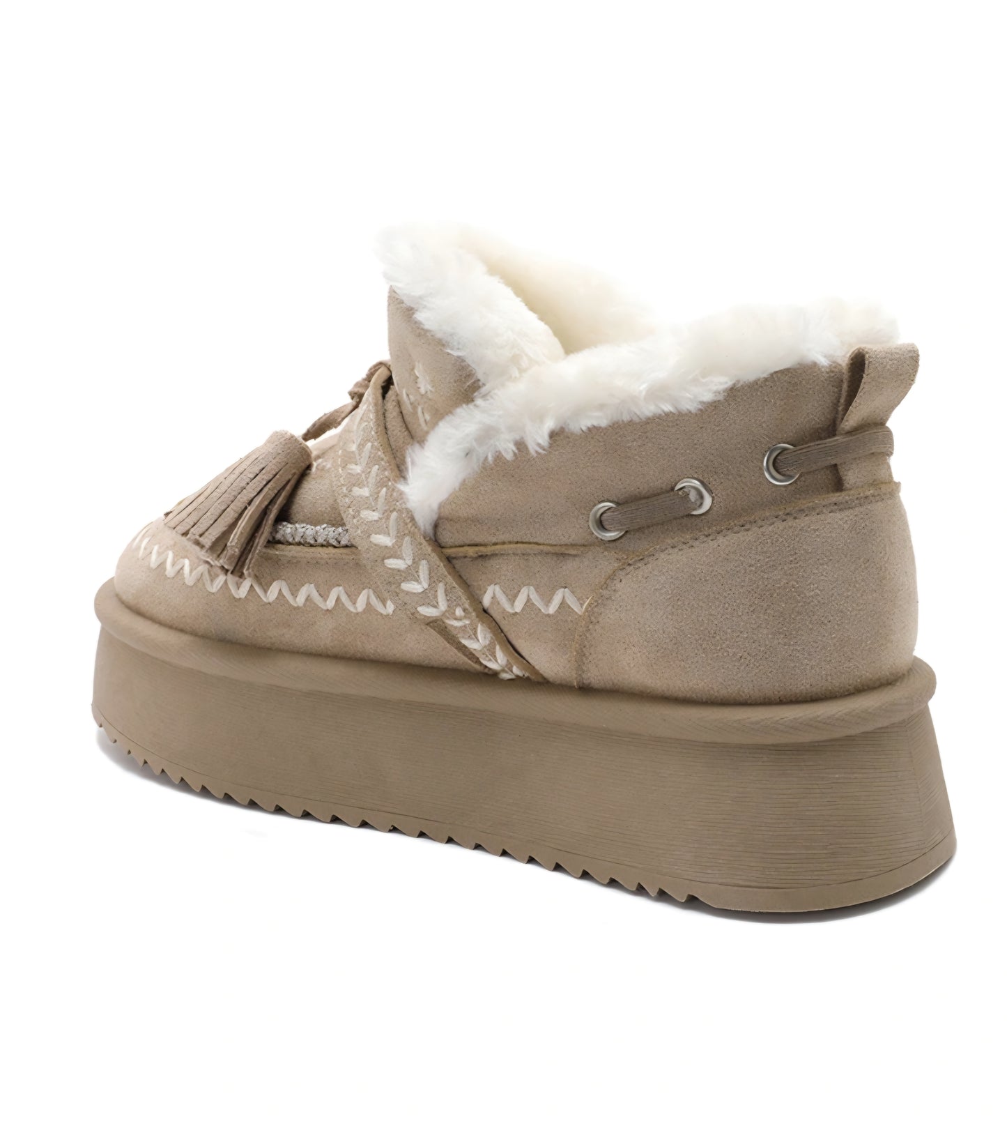 Mysiga vinterstövlar med snören Taupe