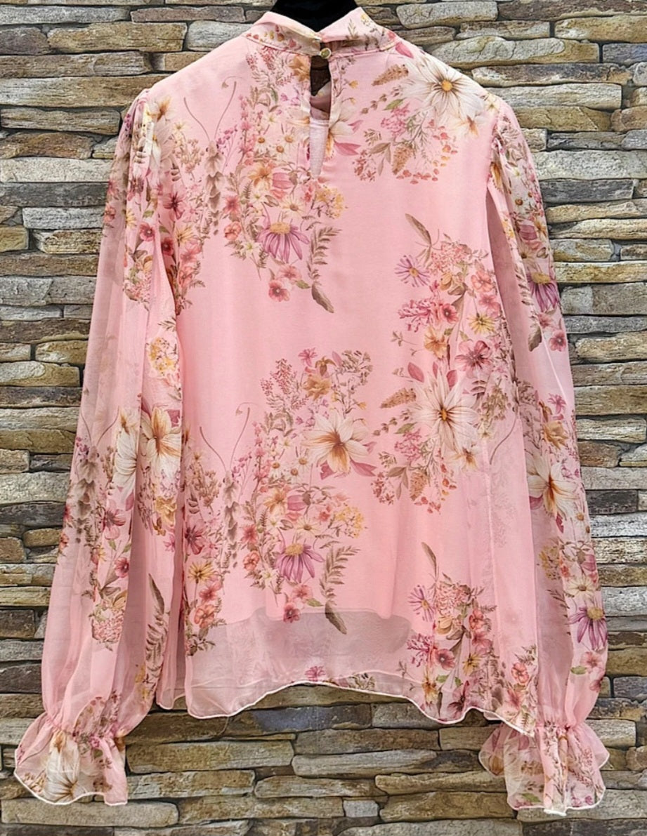 SYLVIA blus Blommig Rosa