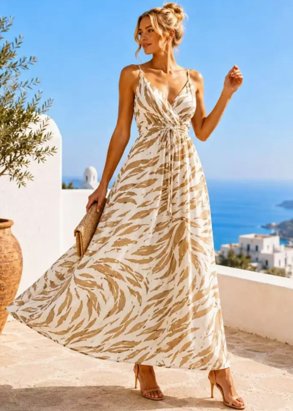 Mönstrad klänning Orange Beige