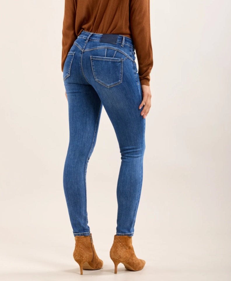 Toxik skinny push-up stretchjeans Mellanblå