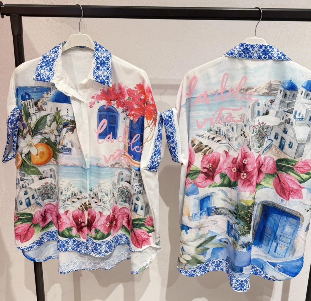 SUMMER oversized skjorta Blå