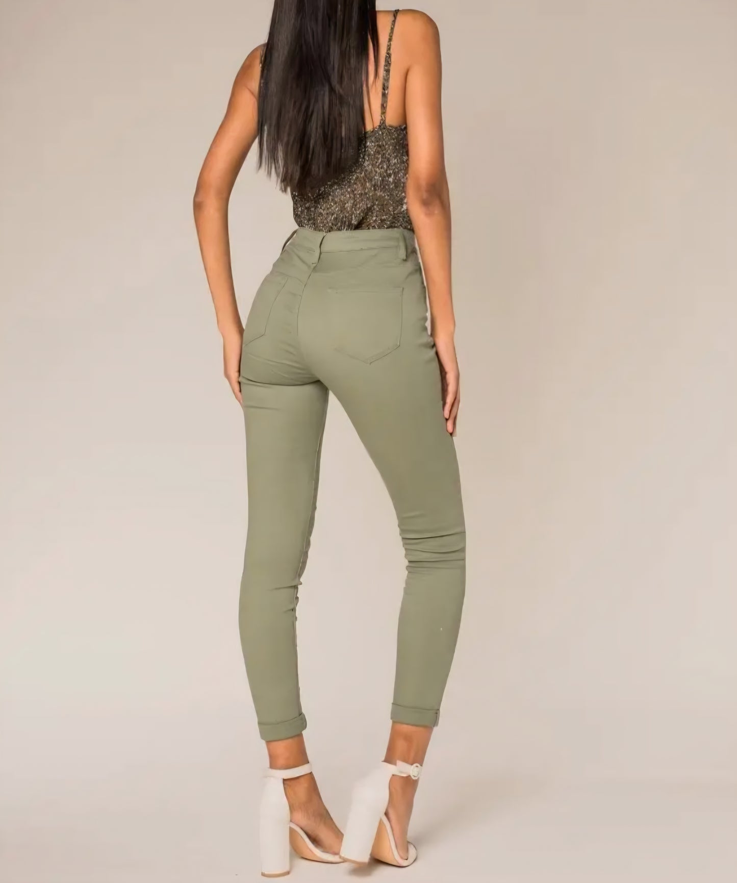 Stretchiga jeans skinny Grön