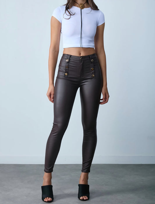 Toxik konstläder byxa Brun