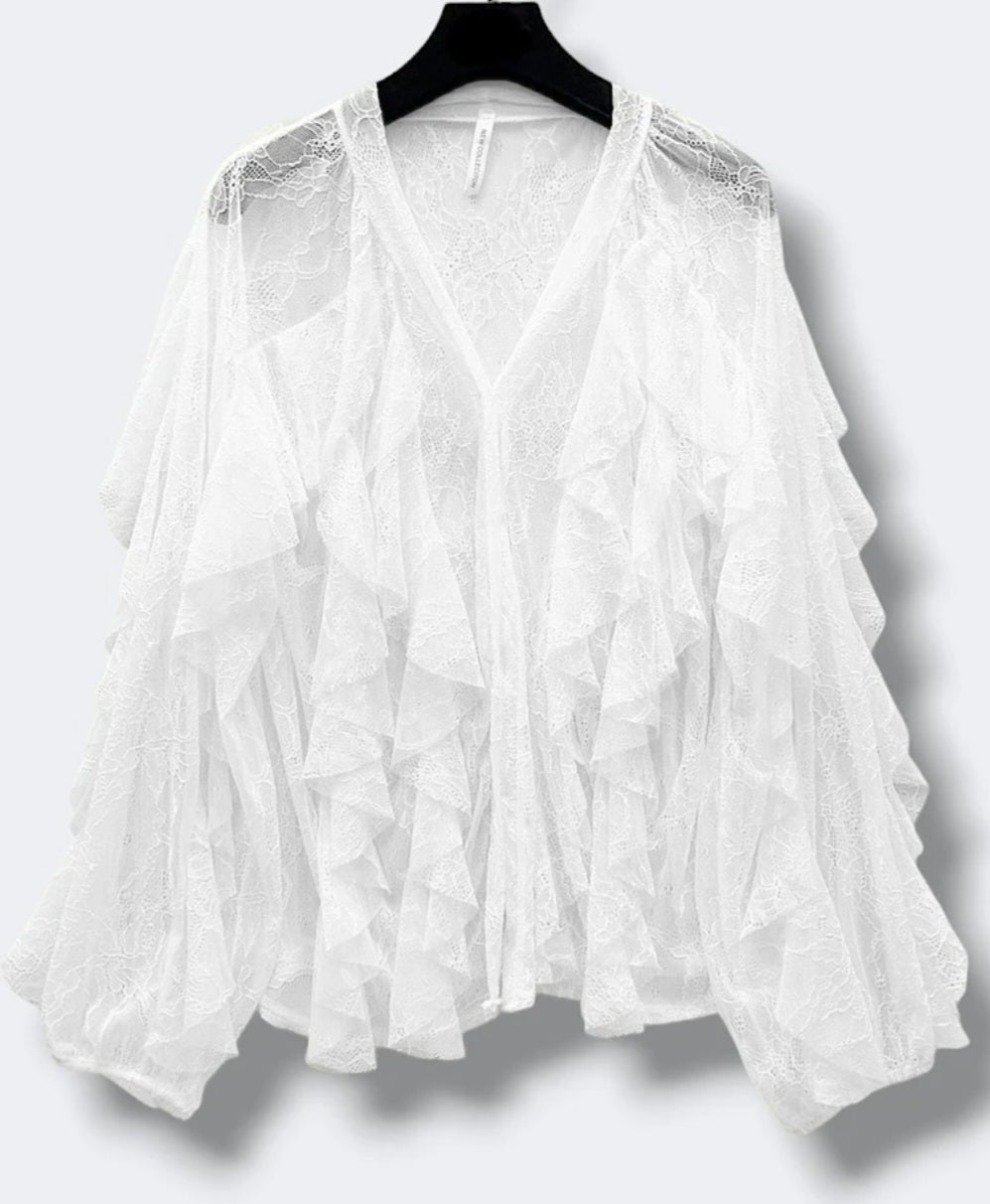 KATELINE blus helt i spets Vit
