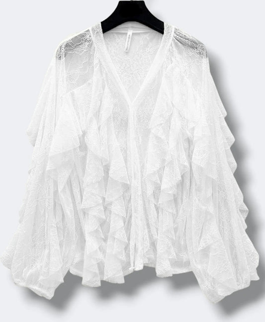 KATELINE blus helt i spets Vit