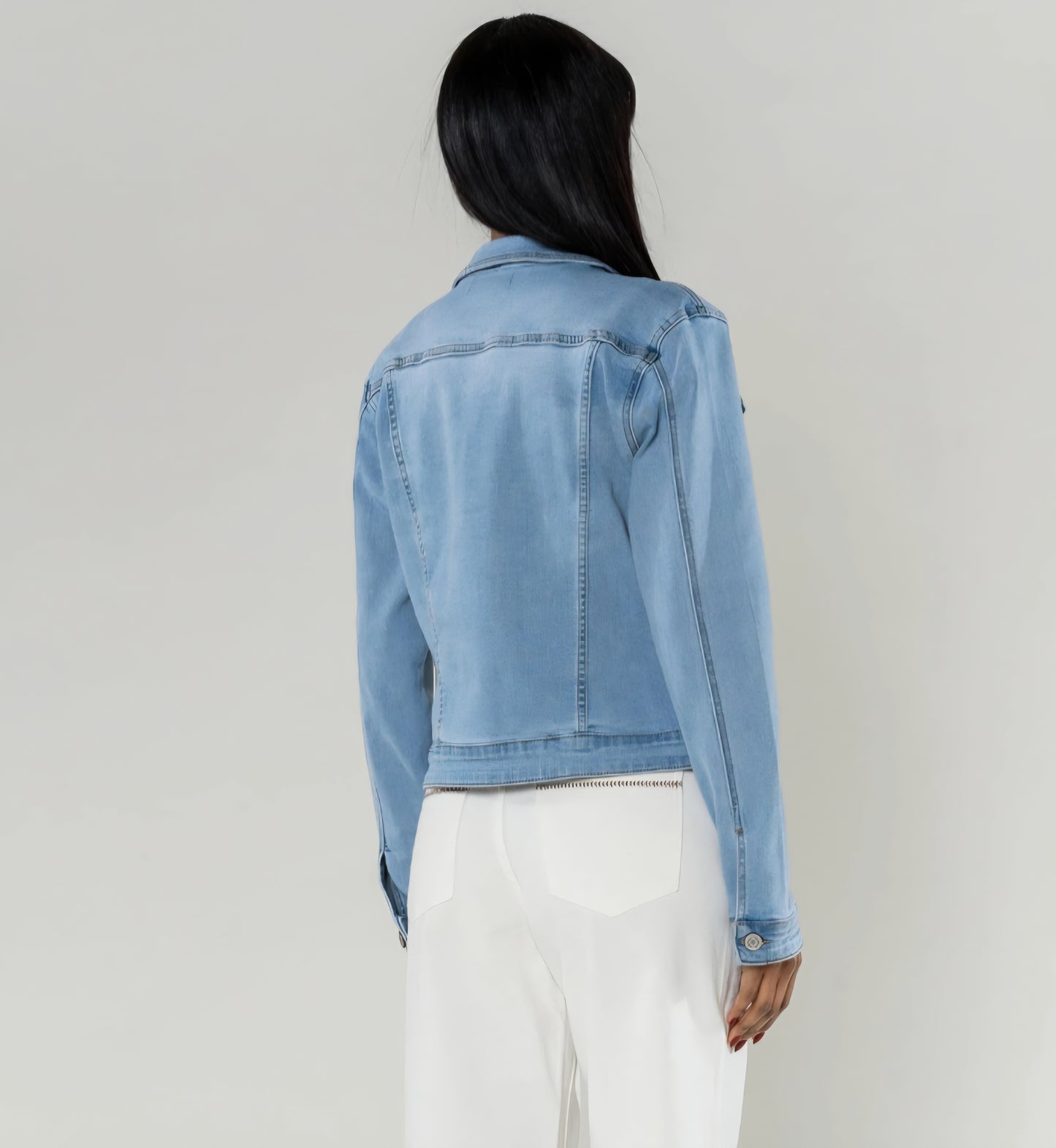 Rak Stretchig Jeansjacka Ljus