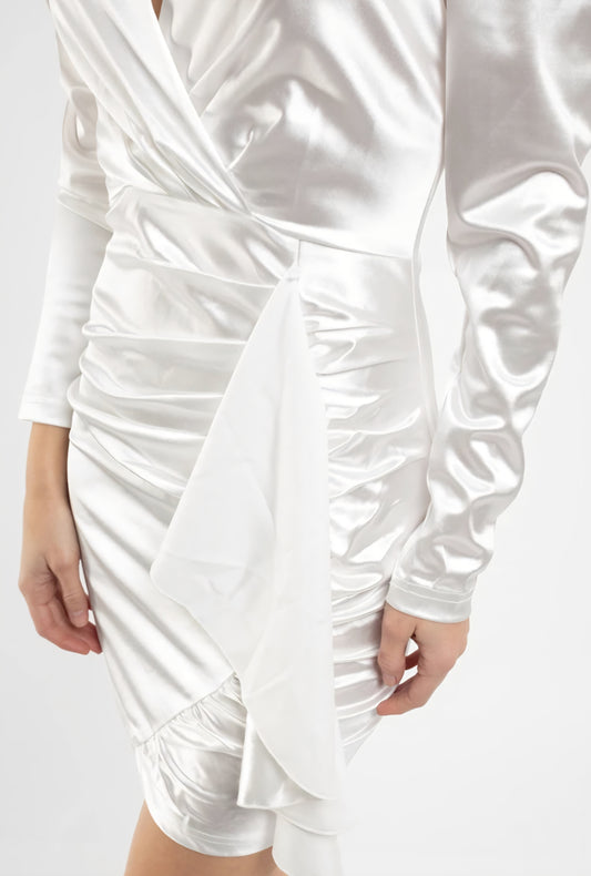 Klänning med volanger Vit