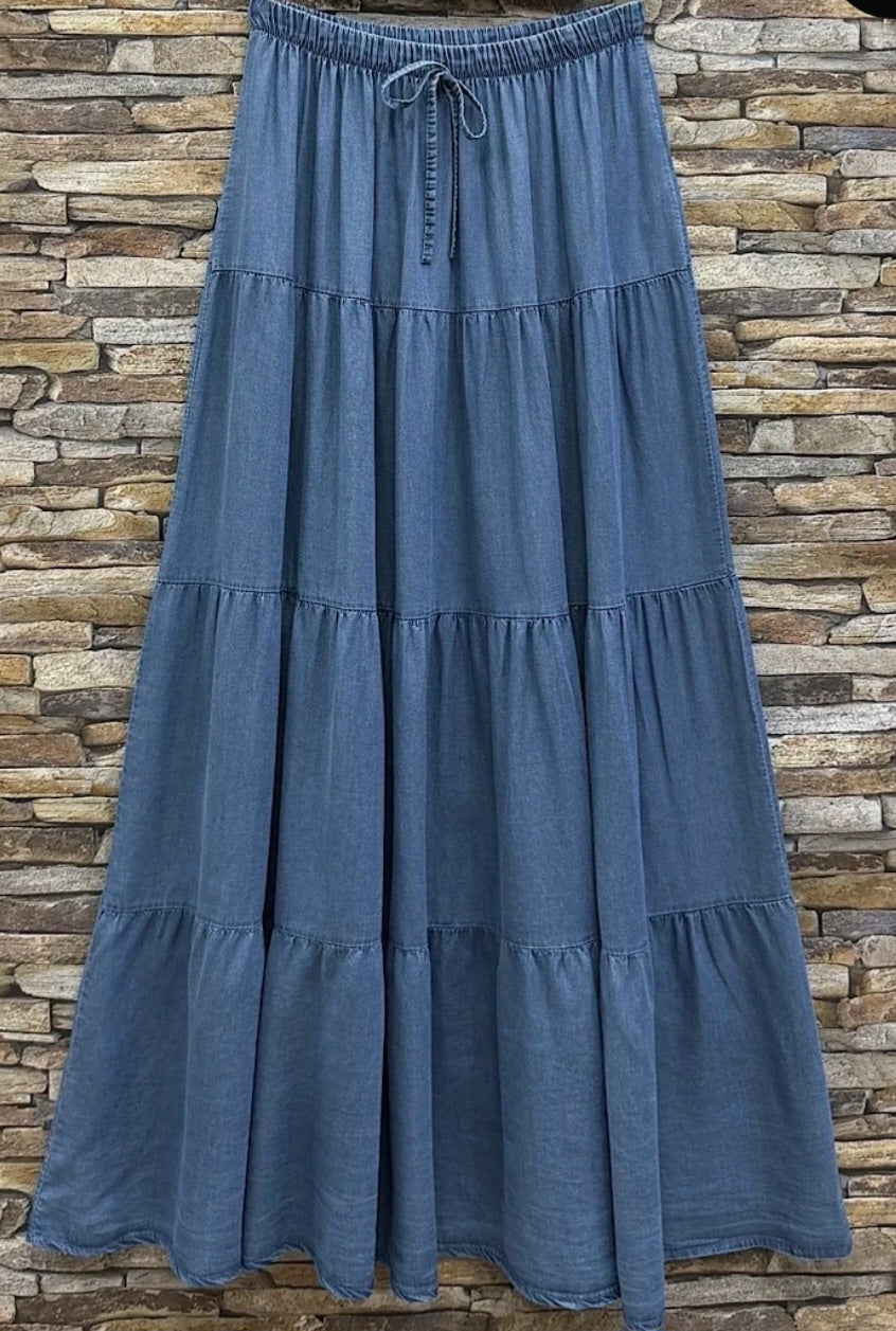 Lyocell kjol Mörkblå