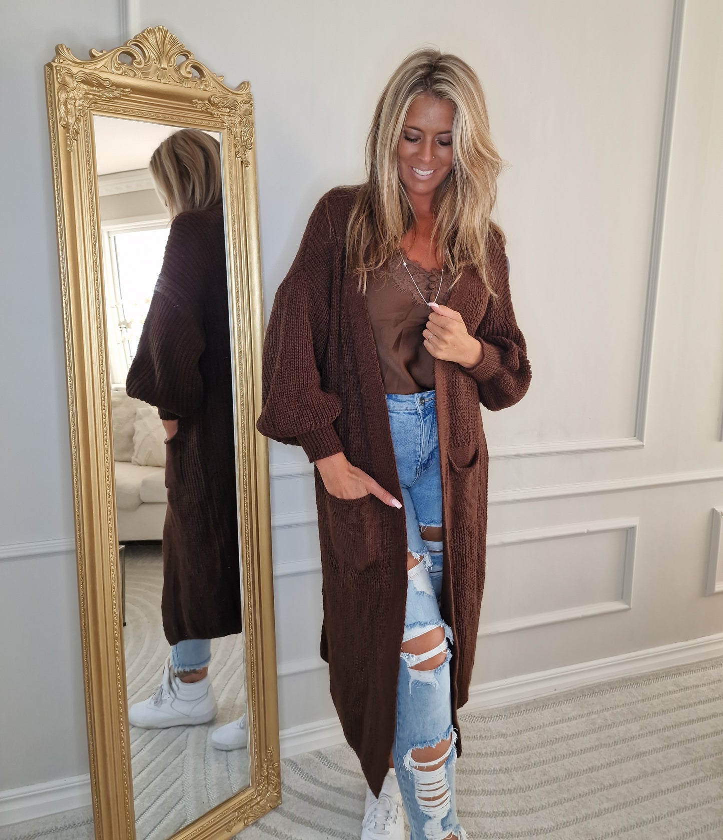 Cardigan Lång Penny Brun