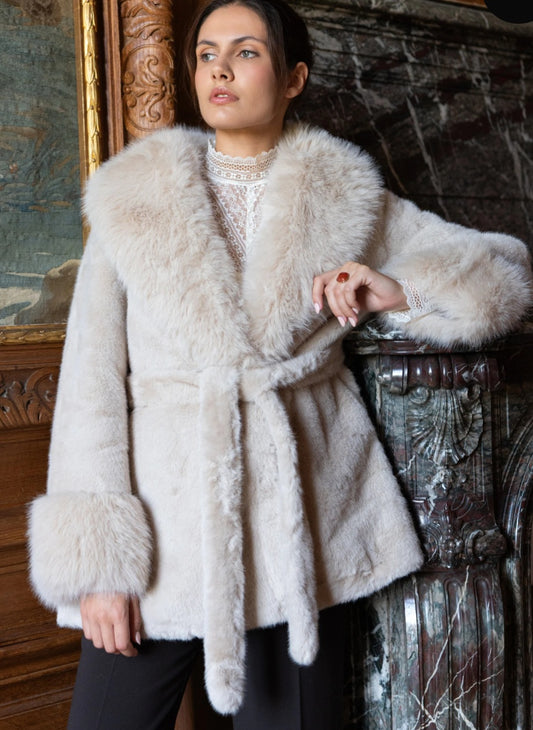Fuskpäls jacka Stella Beige