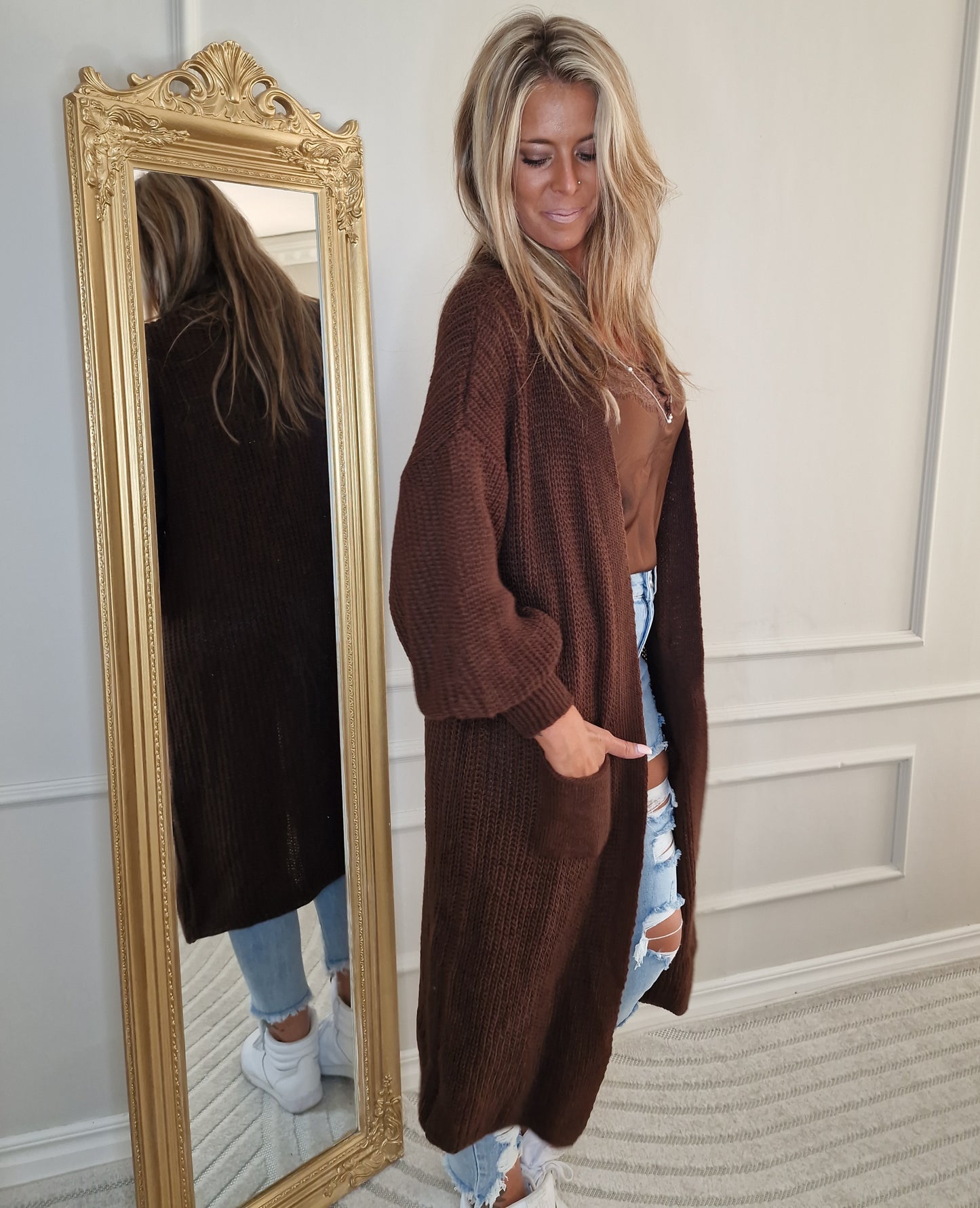 Cardigan Lång Penny Brun