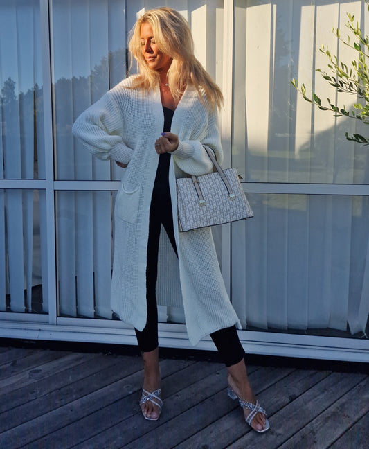 Cardigan lång Penny Vit