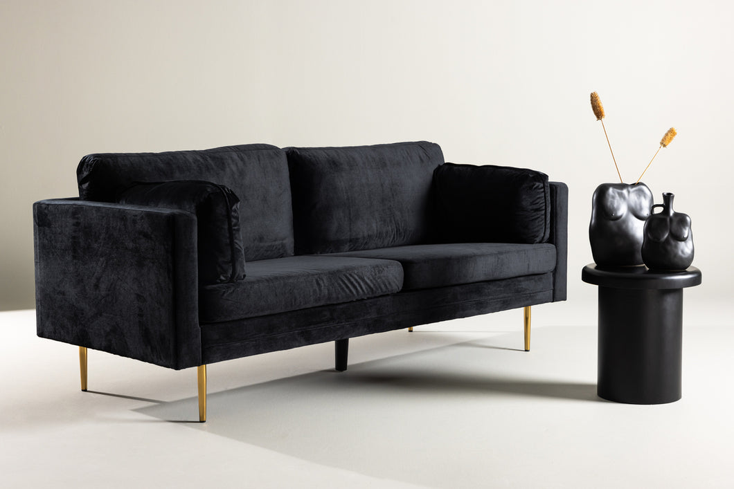 Boom, Black velvet sofa 203 cm