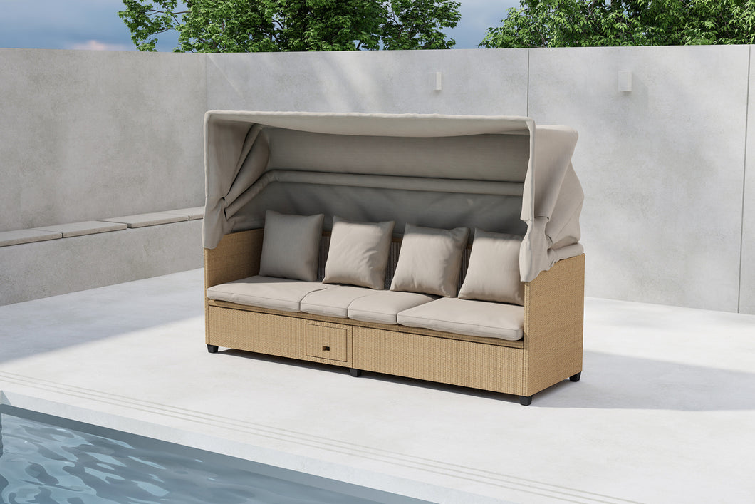 Solsäng/soffa med dynor beige, Nopy