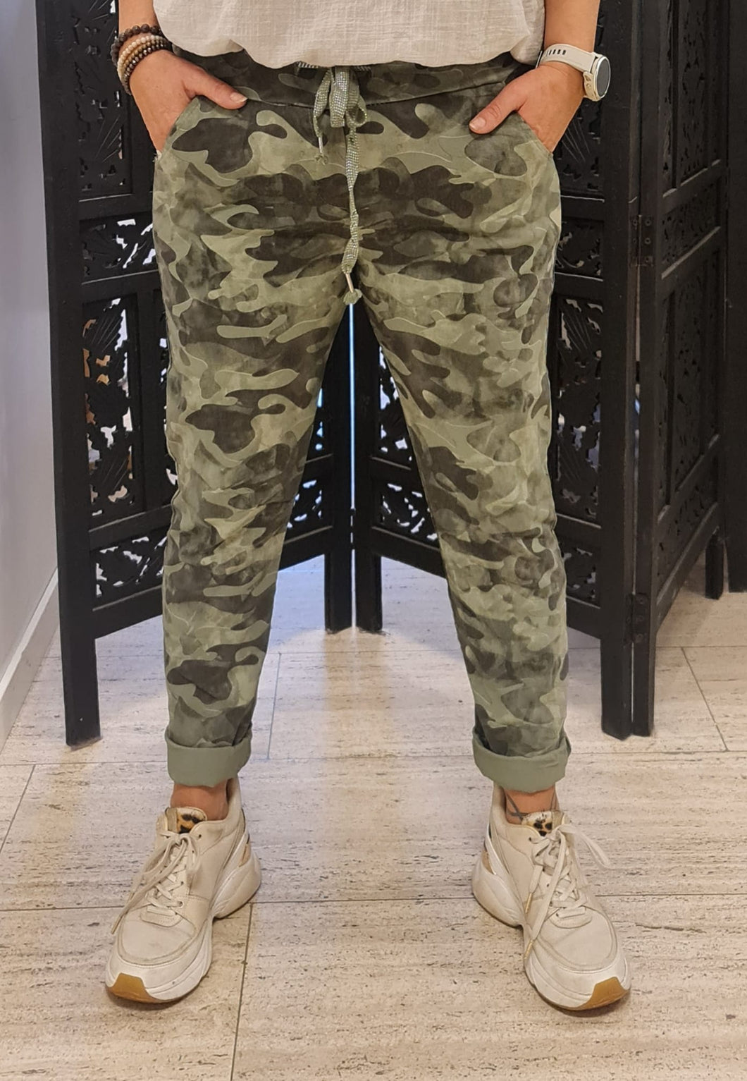 Miracle trousers plain camouflage Green