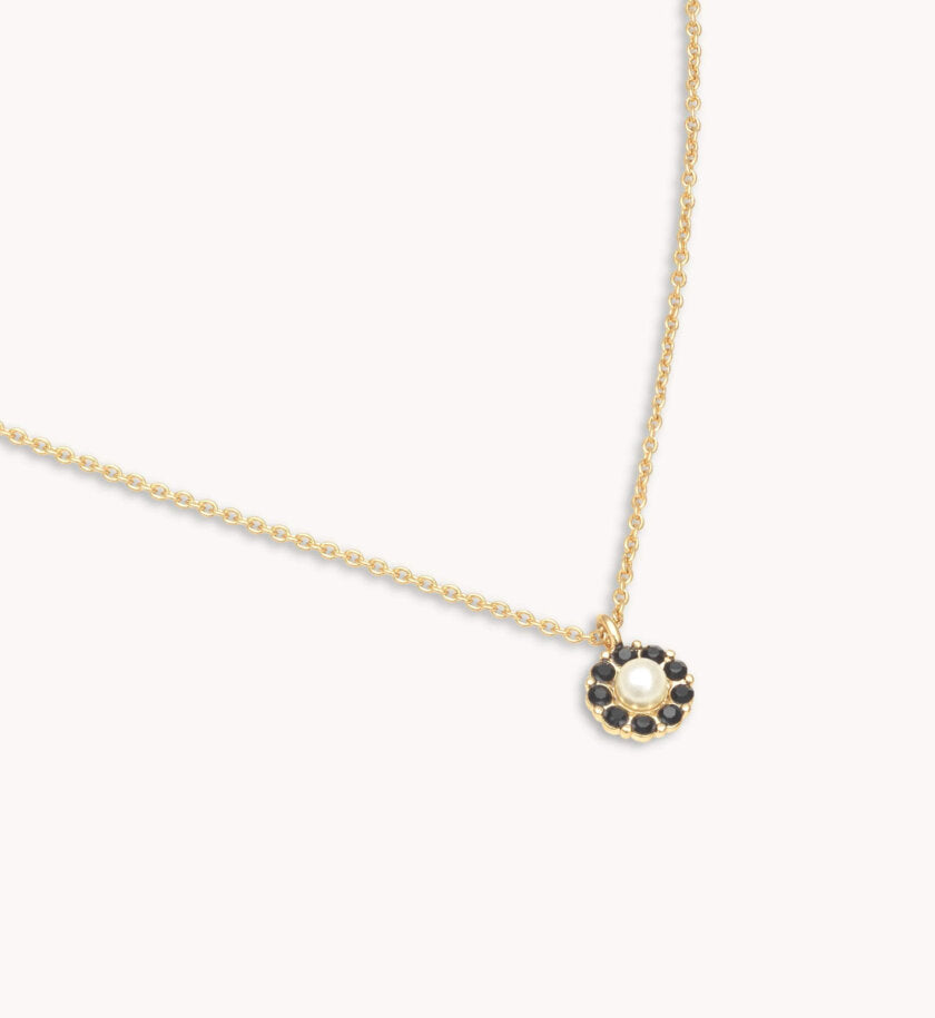 PETITE MISS SOFIA NECKLACE - IVORY PEARL / JET (GOLD)