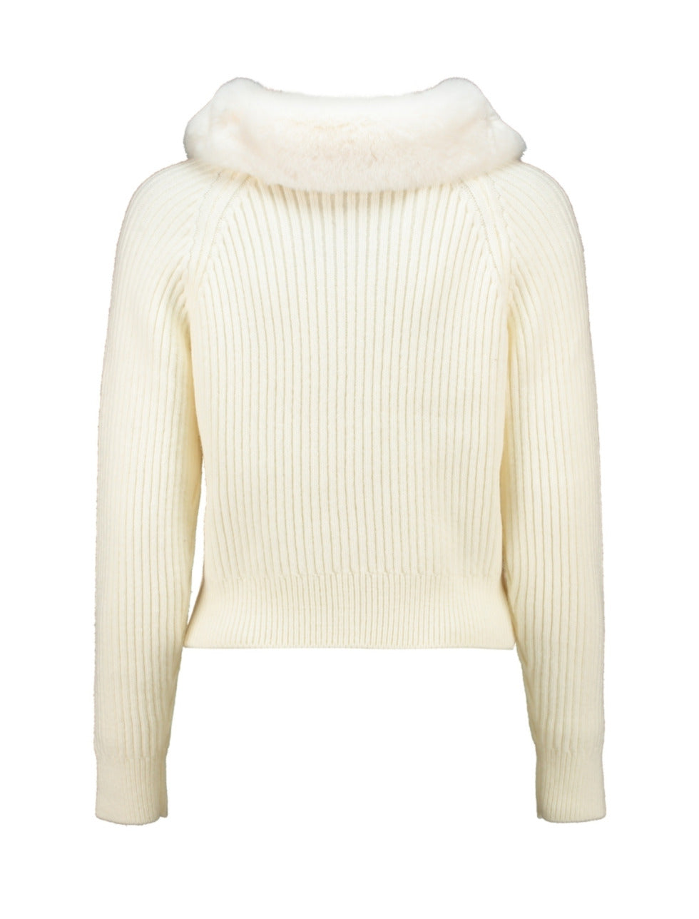 Kofta med pälskrage Offwhite Janny