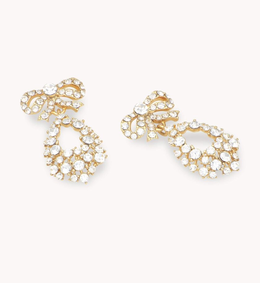 PETITE ALICE BOW EARRINGS – CRYSTAL (GOLD)