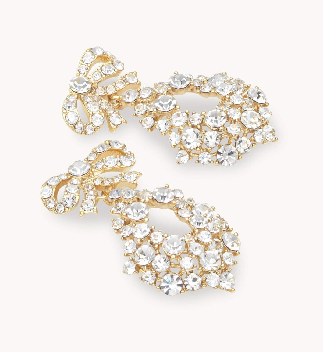 ALICE BOW EARRINGS - CRYSTAL (GOLD)