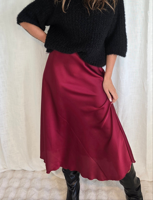 Satinkjol Tina Vinröd