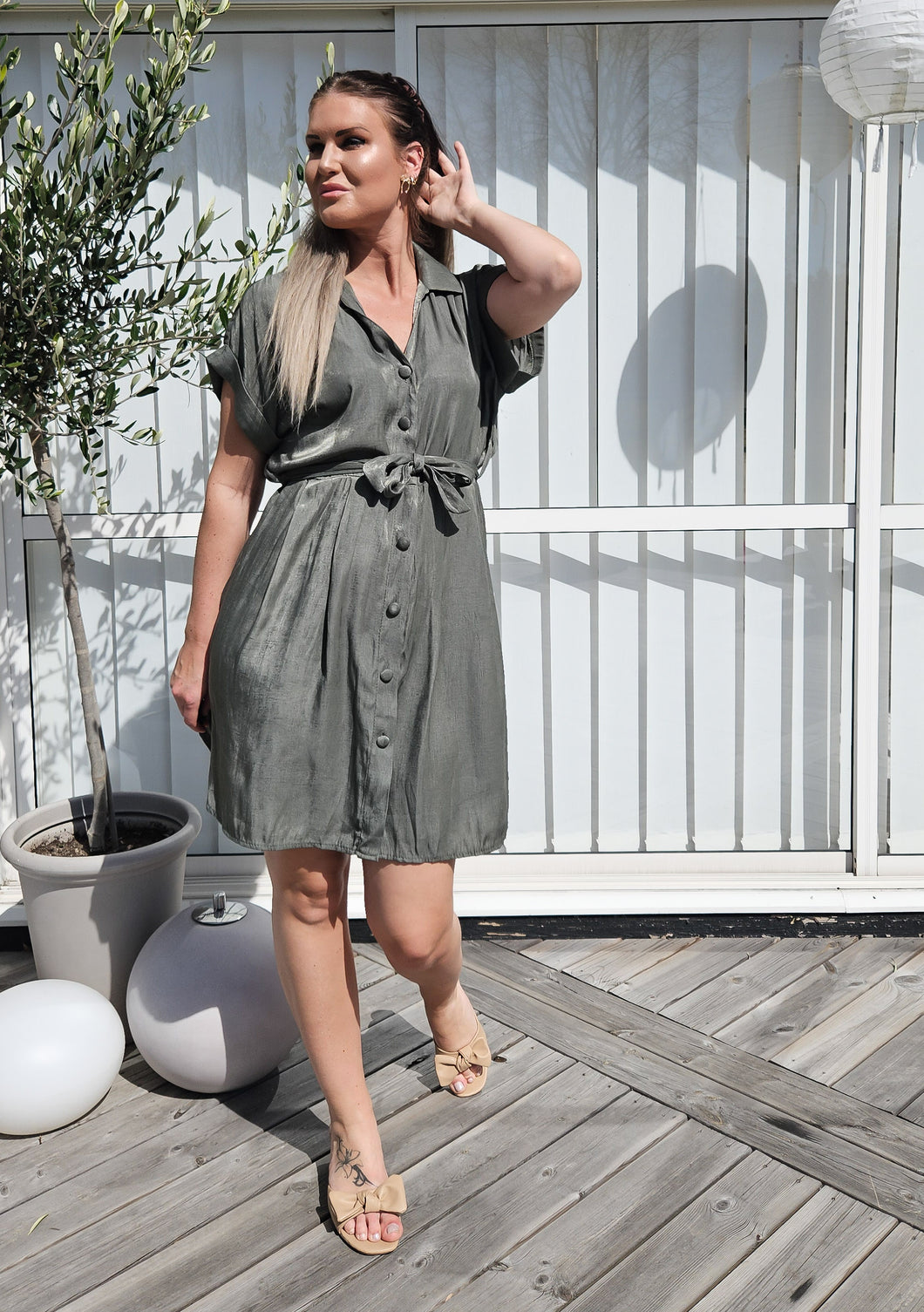 Skjortklänning Fanny Grön