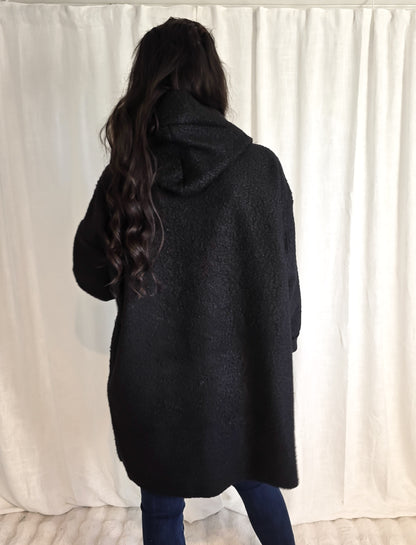 Jacka med dragkedja och huva Svart