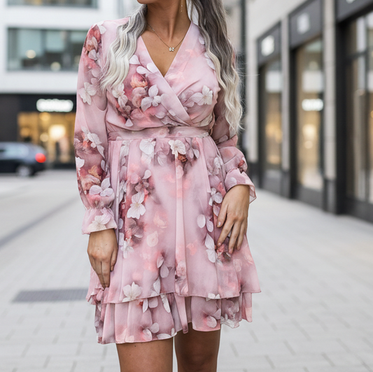 Klänning Aria, Rosa blommor