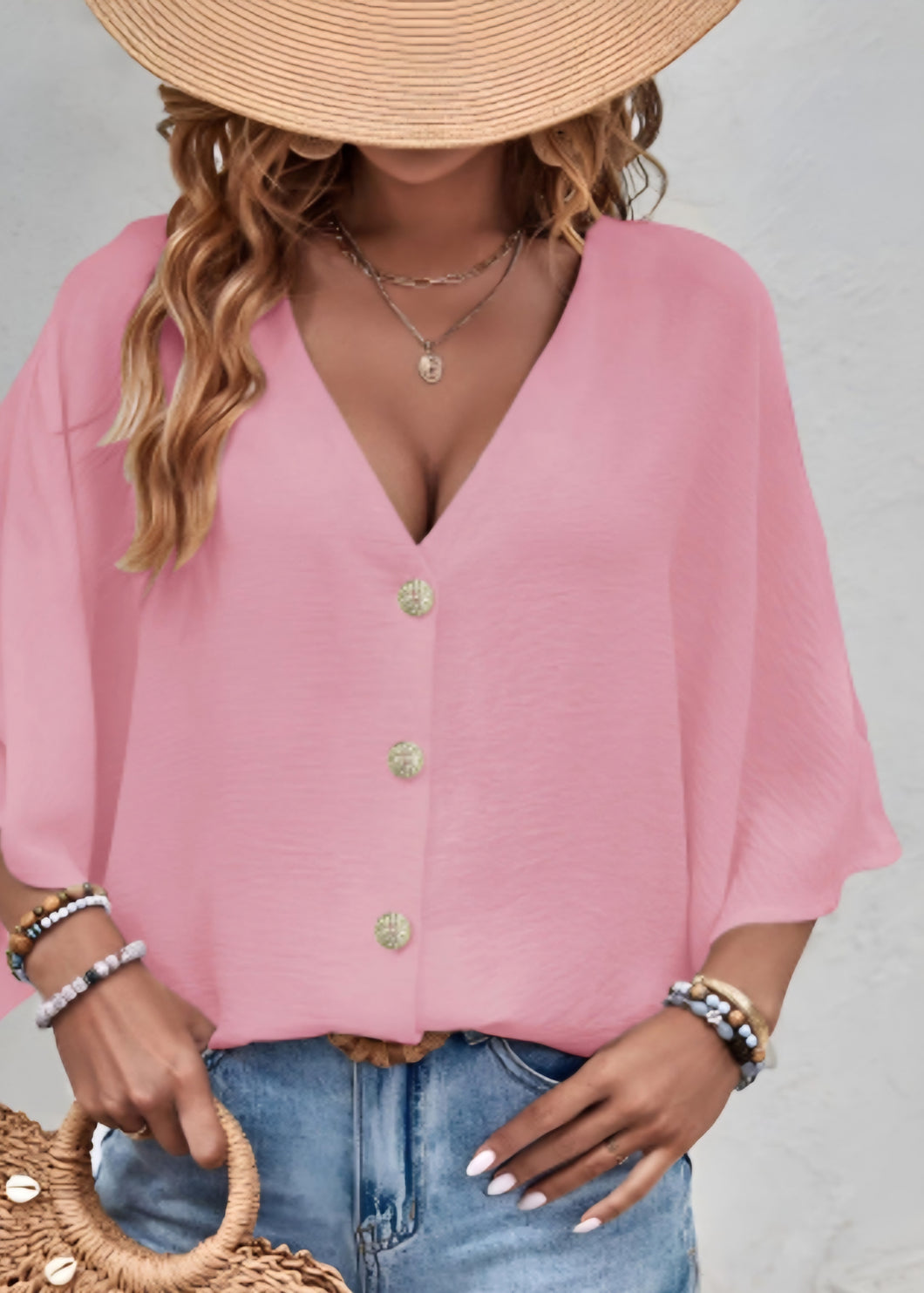 Cardigan top with buttons Light pink