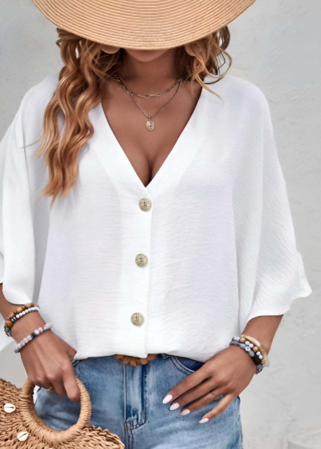 Cardigan top with buttons White