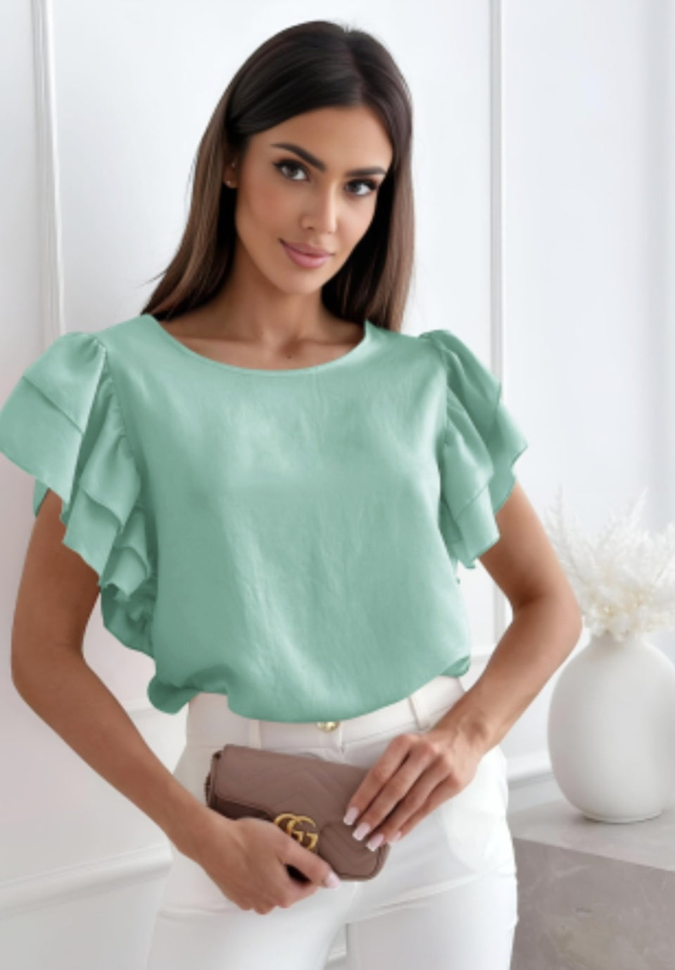 Top with flounce Mint green