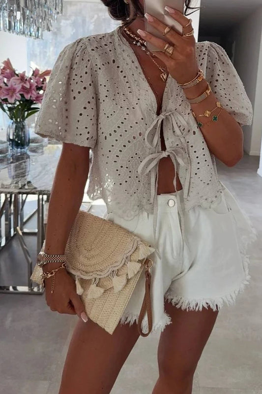 Blus Bomull Beige